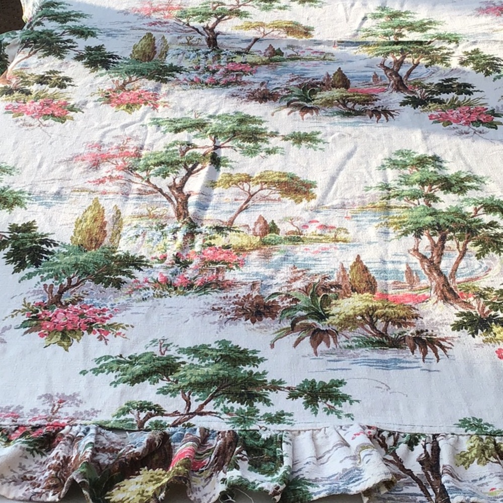 Vintage  Barkcloth Curtain Panel